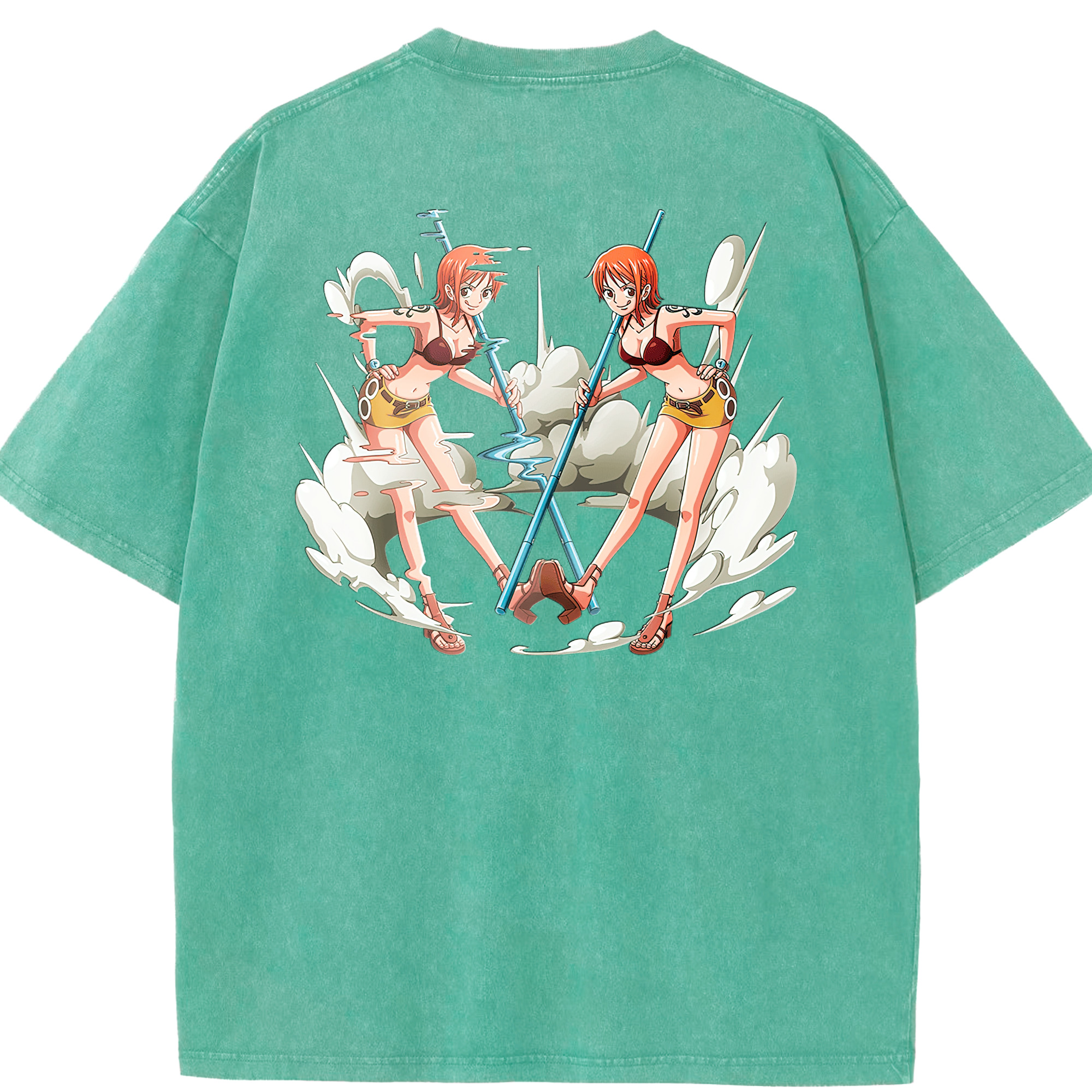 ワンピース ナミ ONE PIECE Nami 綿100% ヴィンテージ風 半袖Tシャツ（背面プリント）